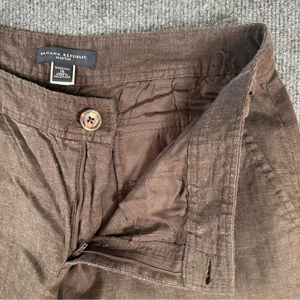 Vintage Y2K Women’s Banana Republic Martin Pant Linen Blend Loose Fit Trouser 14